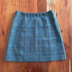 Babaton Blue Plaid A-Line Skirt